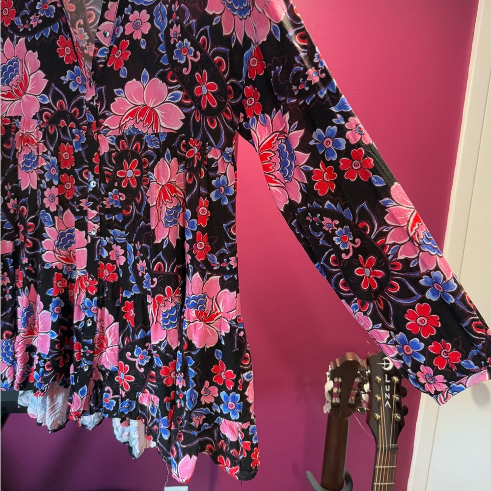 Zara floral tunic mini dressi dressings. Perfect condition, cute belted! - Picture 3 of 4